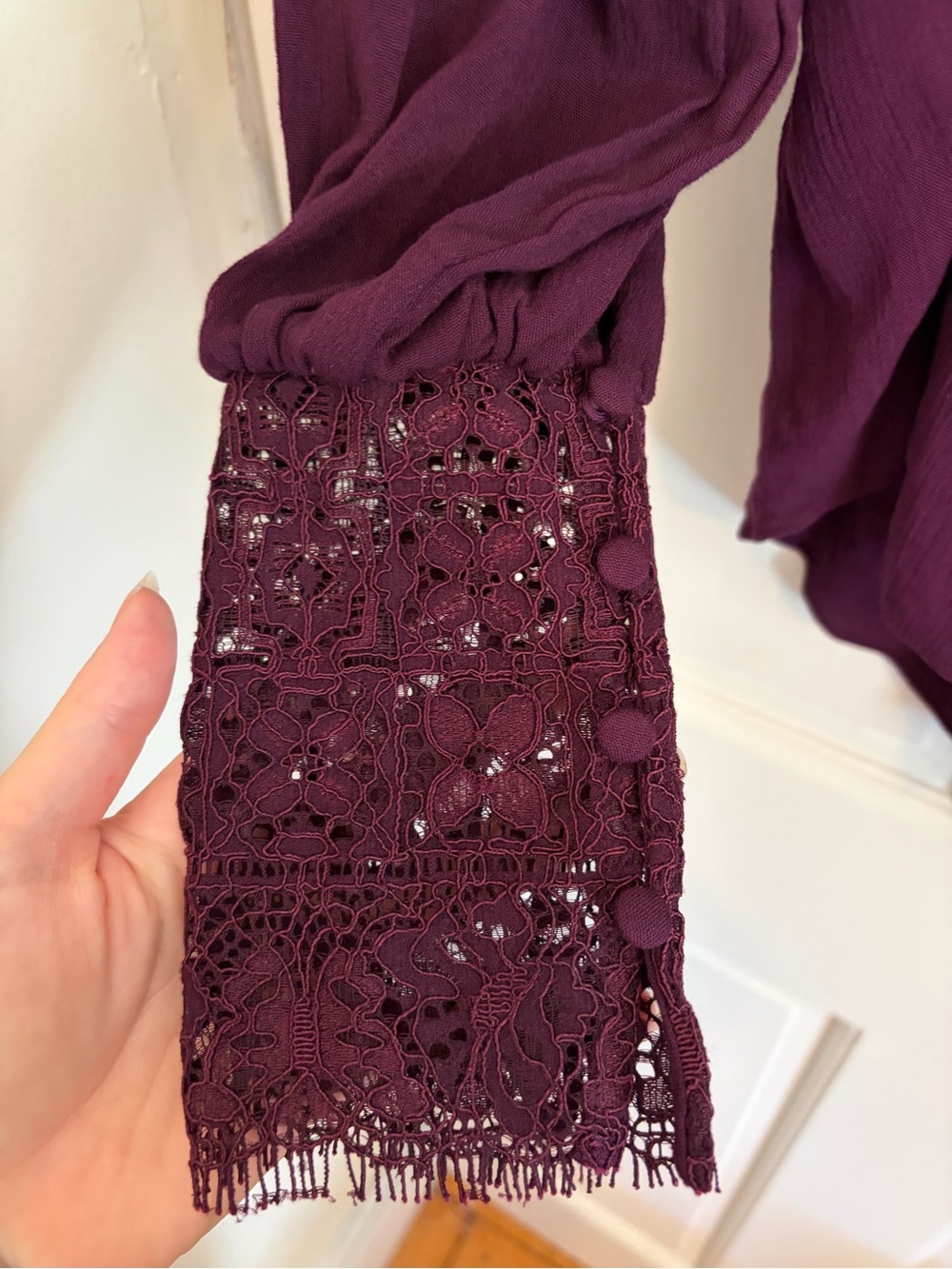 NWT Free People Flutter By Lace Blouse Potent Purple Size Small boho ren faire - Picture 9 of 9